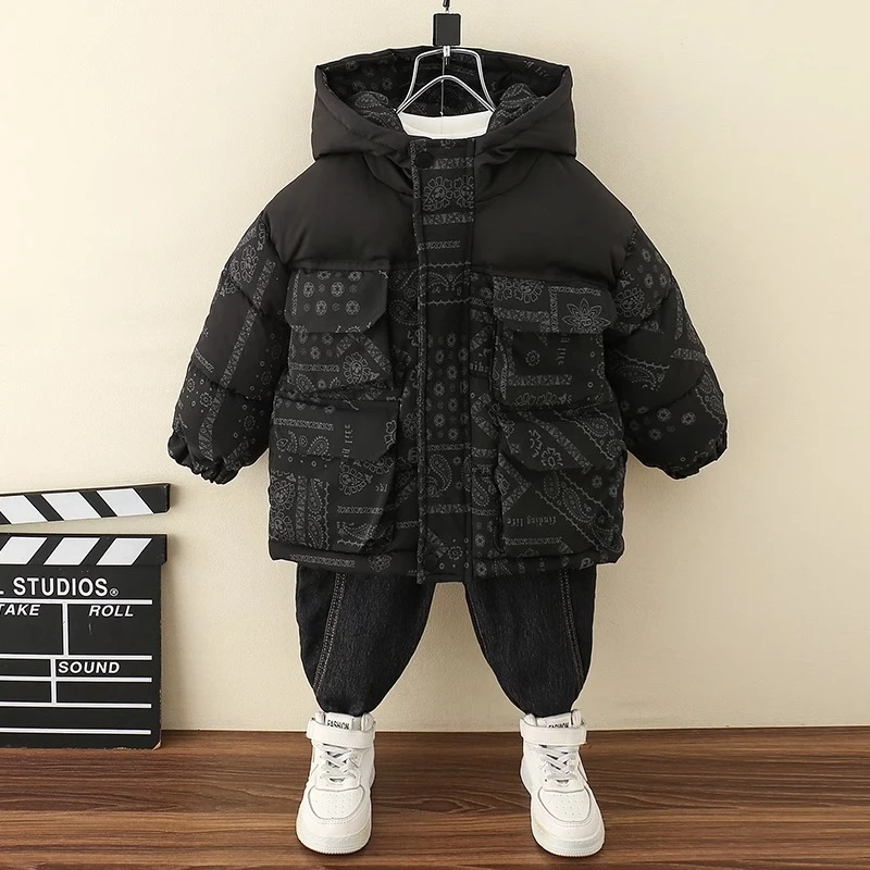 男童棉服2023新款男孩宝宝冬装派克棉服儿童加绒加厚外套秋冬洋气