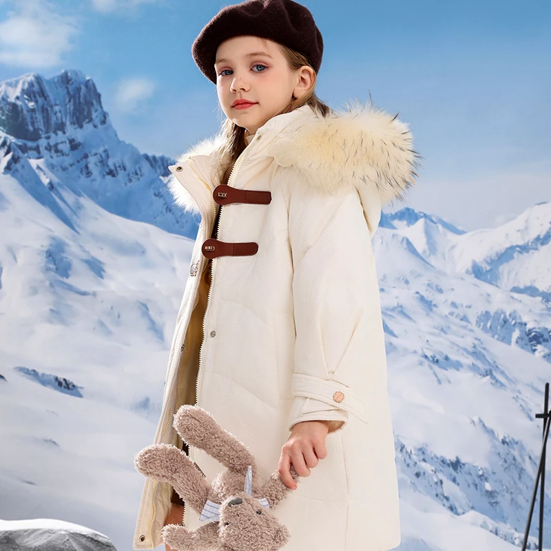 儿童羽绒服女童中长款2025新款洋气加厚女孩中大童韩版羽绒外套