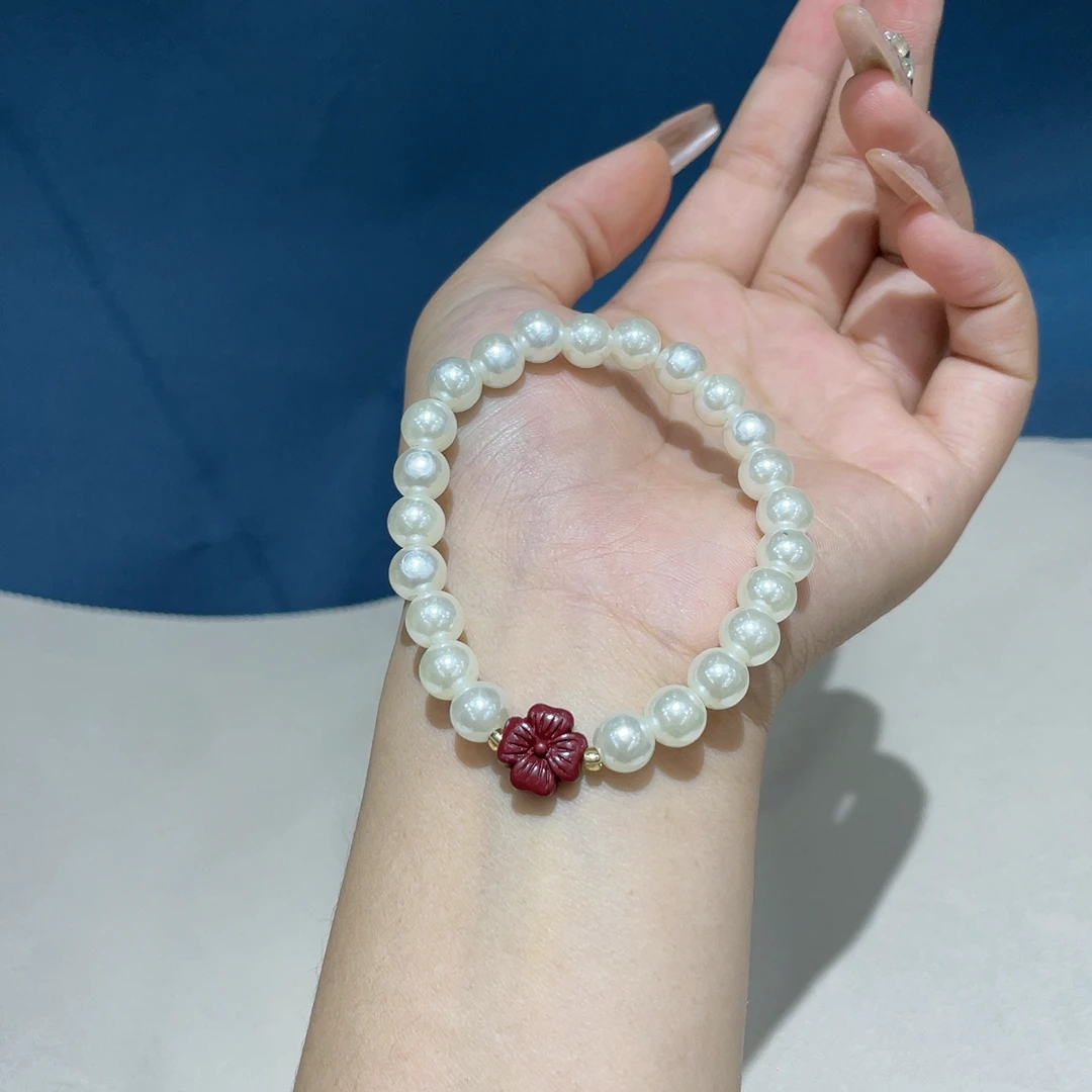 8mm贝珠手串，搭配紫砂四叶草