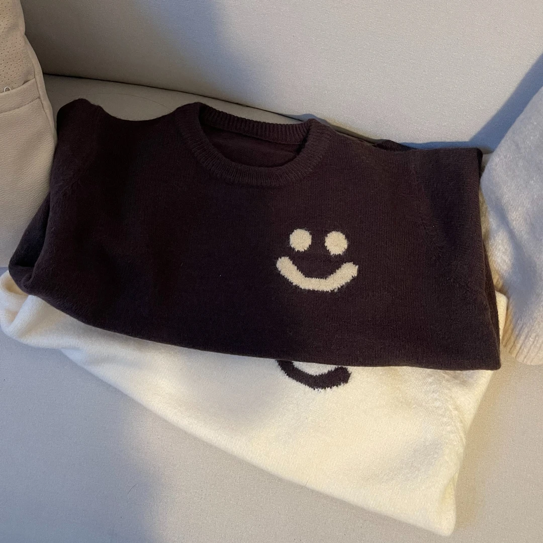 【WE ARE SINSIN】好心情ing！笑脸毛衣！软糯厚实提花套头毛衣