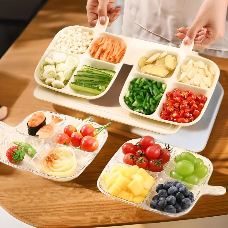 配菜分格盘厨房收纳备菜盘家用简约火锅调料盘水果盘葱姜蒜配料盘