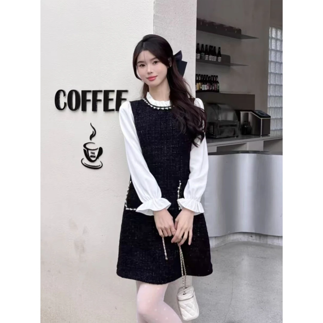 气质显瘦小香风拼接减龄法式连衣裙 1572