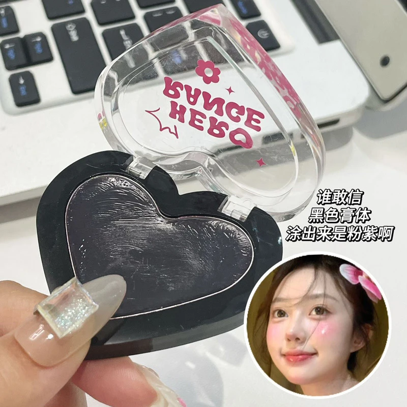 显嫩爱心温感变色腮红膏水润纯欲收缩色腮红盘多用膏自然显嫩腮红