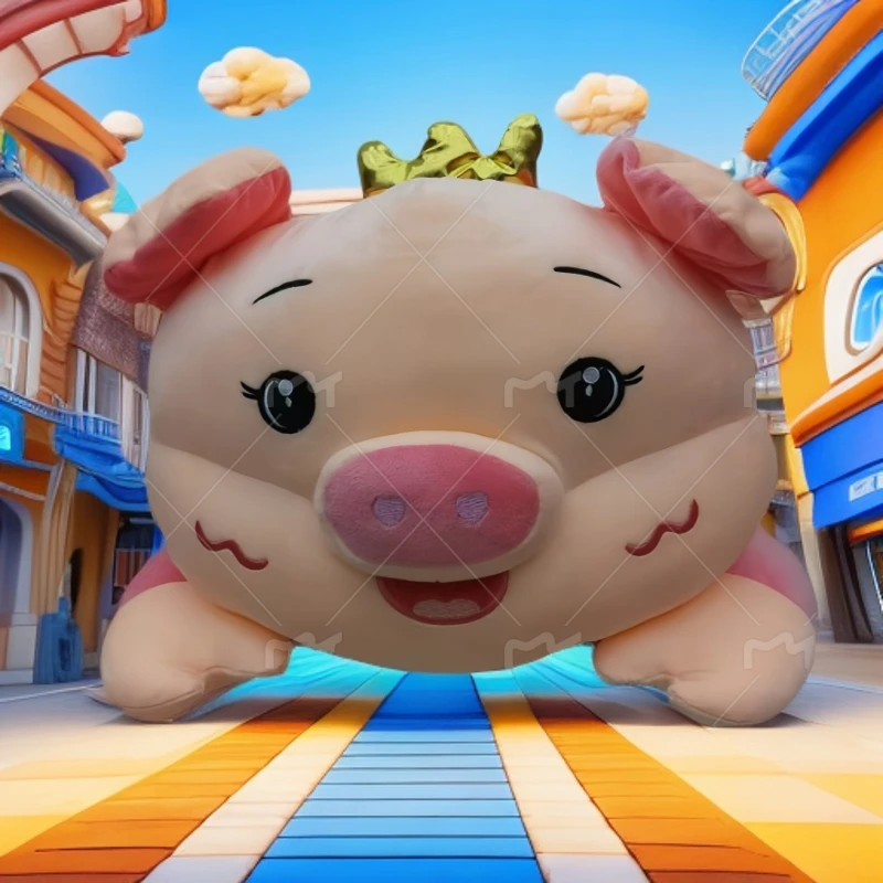 DH皇冠猪猪大号抱枕玩偶+灰色长条二哈