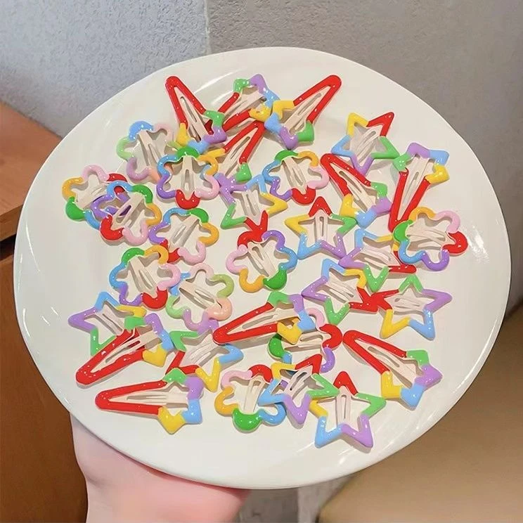 彩色花朵宝宝可爱碎发bb夹头饰儿童彩虹侧边刘海发夹女孩发卡发饰