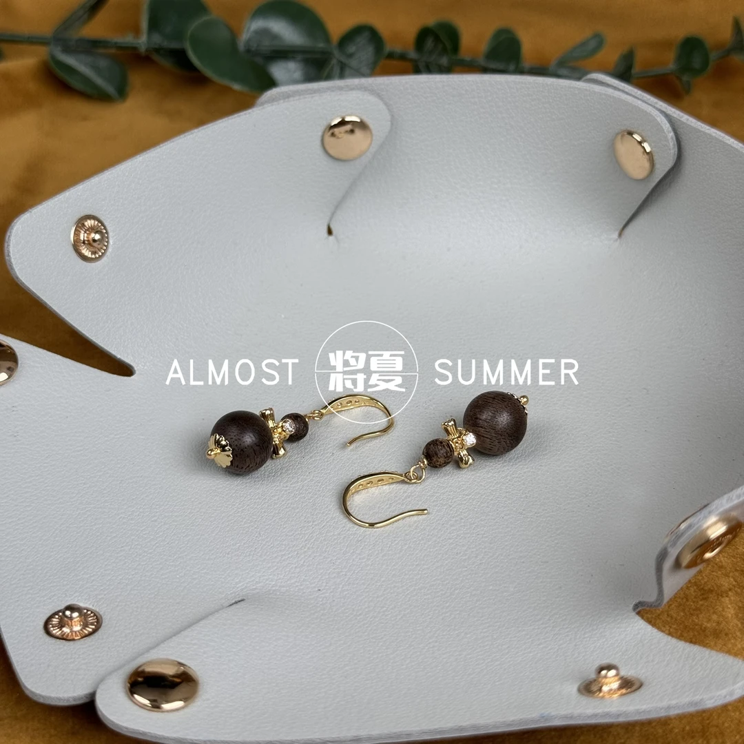 合金木质耳饰 【一缕幽香耳钩】将夏-10mm老钱风新中式耳钩