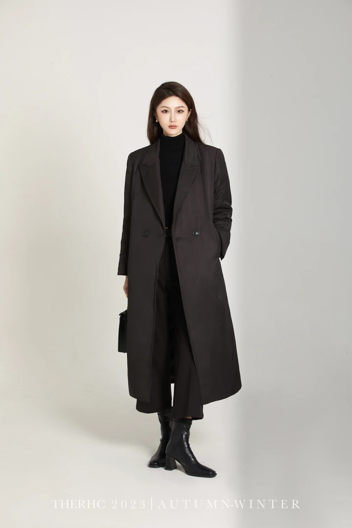 RACHEL【保暖加倍】轻奢90白鹅绒西装羽绒服气质时尚休闲黑色毛呢