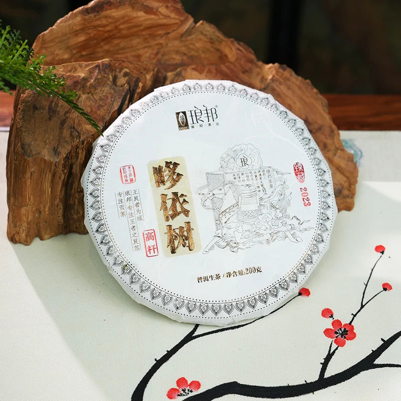 琅邦臻藏2023哆依树200g饼易武8余米Ⅱ类高杆古树头春叶普洱茶生茶