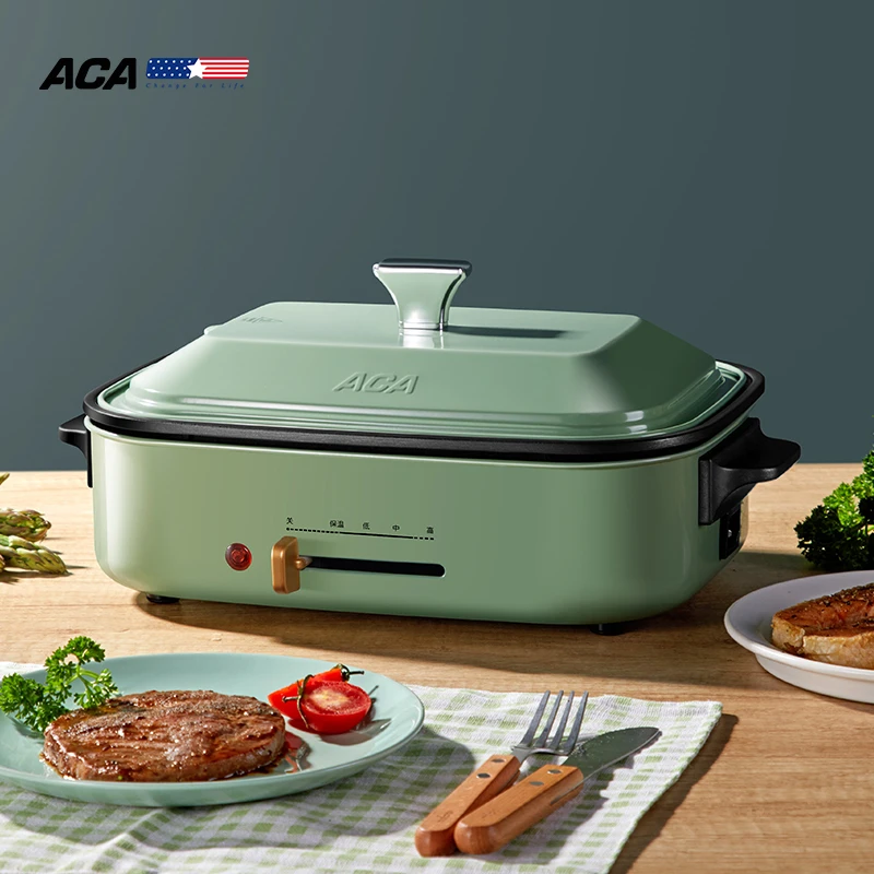 ACA北美电器家用多功能锅料理锅电烧烤锅电火锅蒸锅电烤锅MP1200