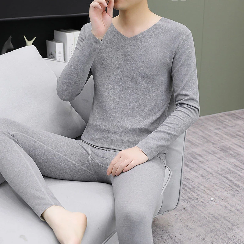 保暖内衣男士V领无痕上衣薄款秋衣秋裤套装冬季绒德发热棉毛衫