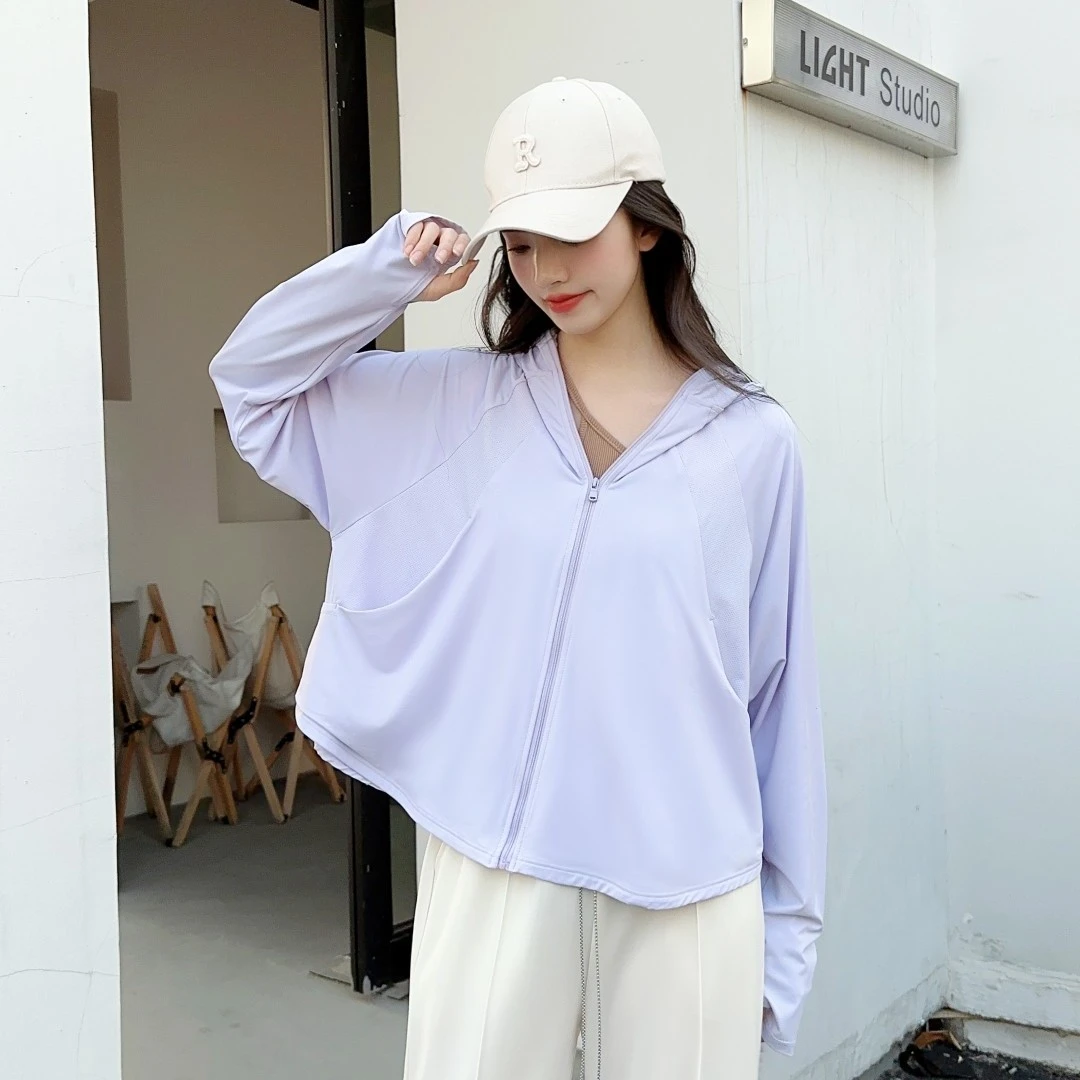 斗篷款女士夏季防晒服带帽檐冰丝户外防紫外线遮阳原纱透气防晒衣