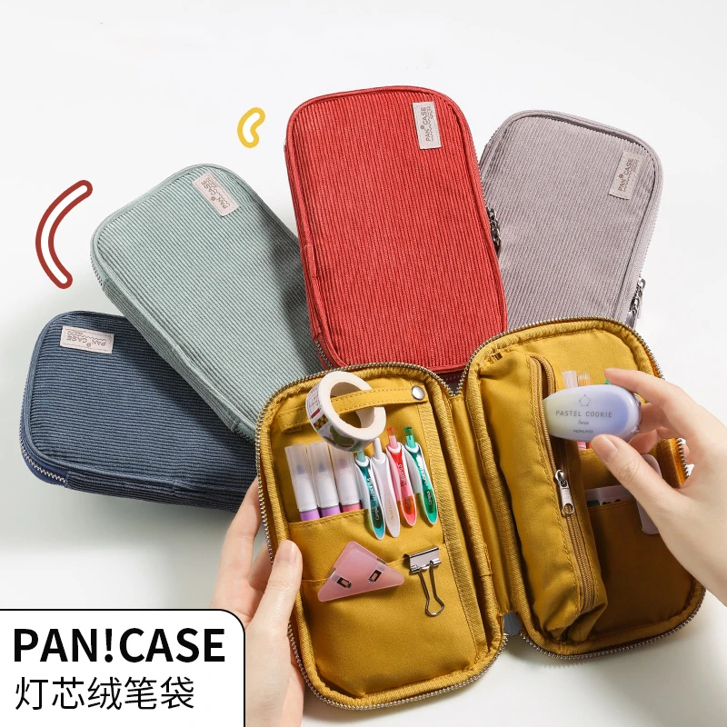 日本进口烧饼包笔袋ins日系学生用大容量笔盒初中女简约
