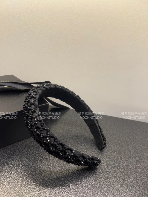 [梦月]巴洛克宽边简约时尚轻奢百搭小众水晶网格发箍发饰