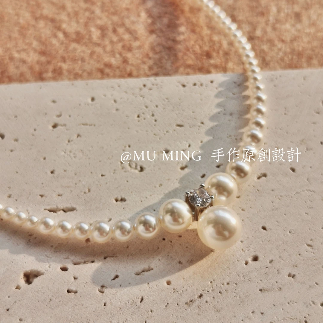 法式渐变施家珍珠轻奢吊坠项链女毛衣高级感戴妃秋冬ins