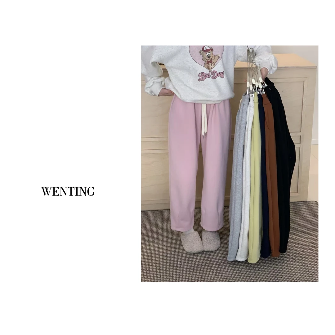 WENTING 冬季加绒 韩系休闲好看洋气 百搭显瘦奶奶裤 卫裤女