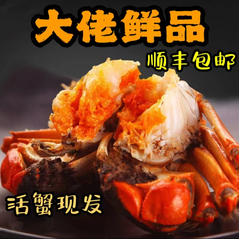 活蟹兴化红膏大闸蟹全母3-3.3两6大只另送2只，顺丰京东