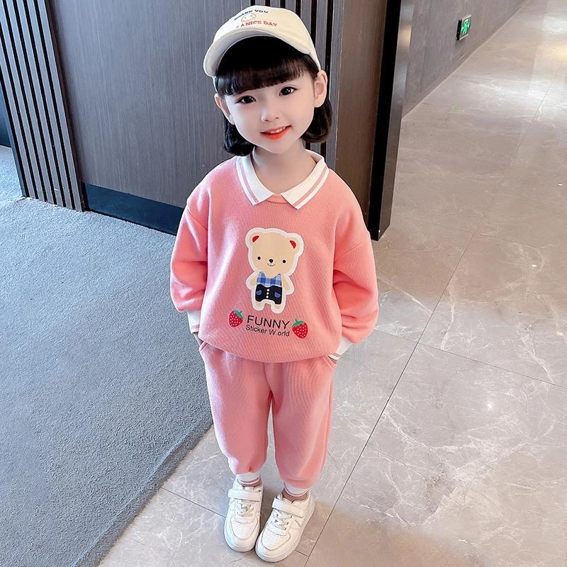 女童春秋套装加绒加厚2024新款儿童秋季炸街运动两件套时髦洋气