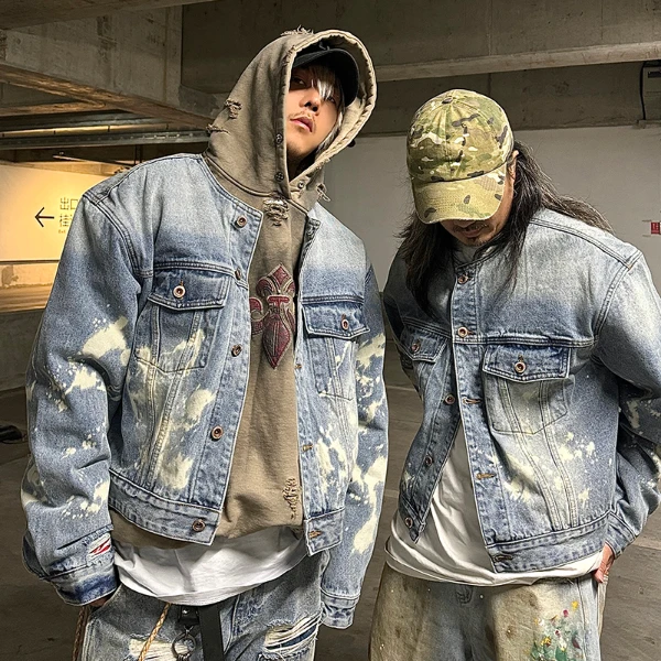 【NRXX】美式复古做旧男士夹克牛仔外套水洗时尚修身同款休闲男外套