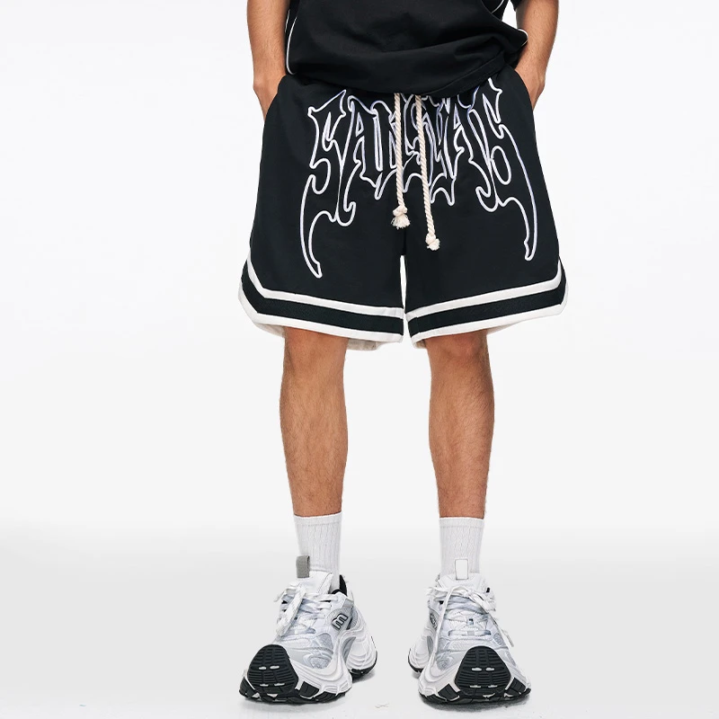 木村三社SANSYAS 刺绣logo字母短裤男夏季潮牌美式宽松五分篮球裤
