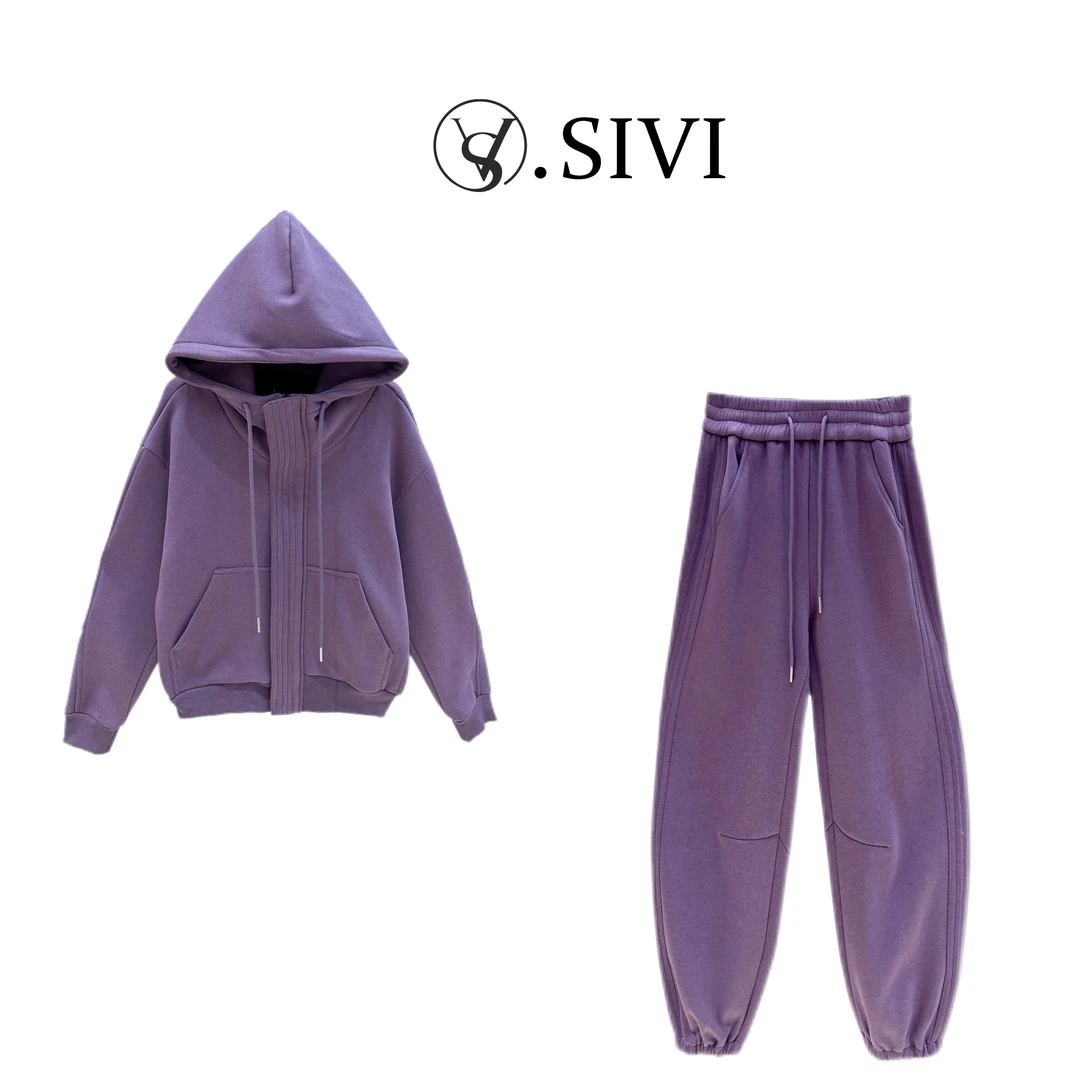 熙薇休闲卫衣套装【执紫之手】冬季新款时尚两件套F7076