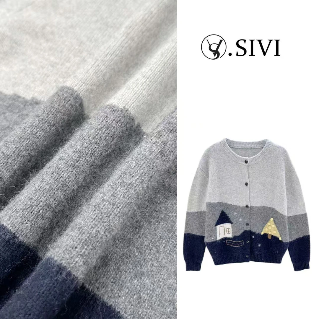 熙薇手工刺绣毛衣【童话小屋】冬季新款时尚休闲上衣F7294