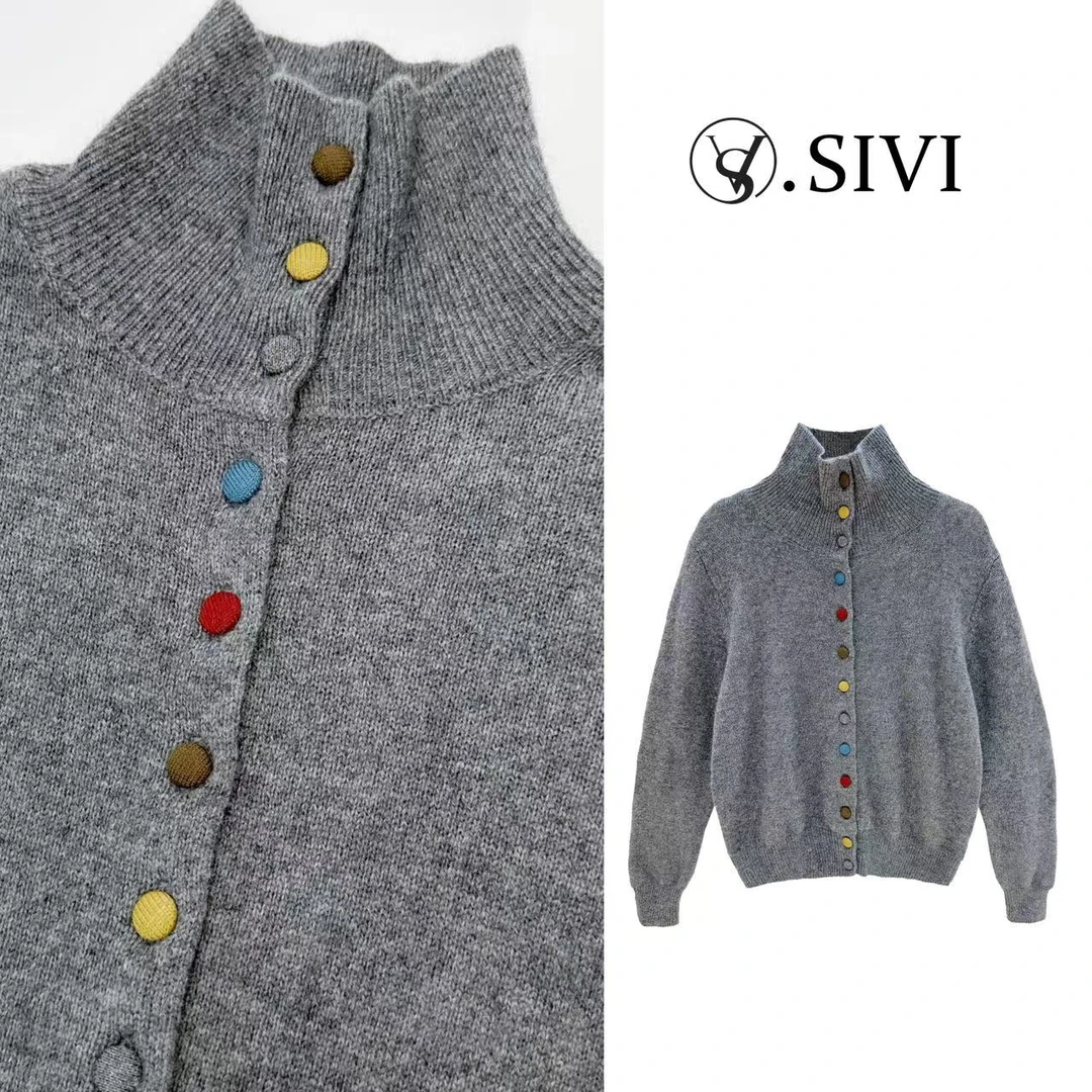 熙薇气质毛衣【吃定彩虹】冬季新款时尚休闲开衫F7224