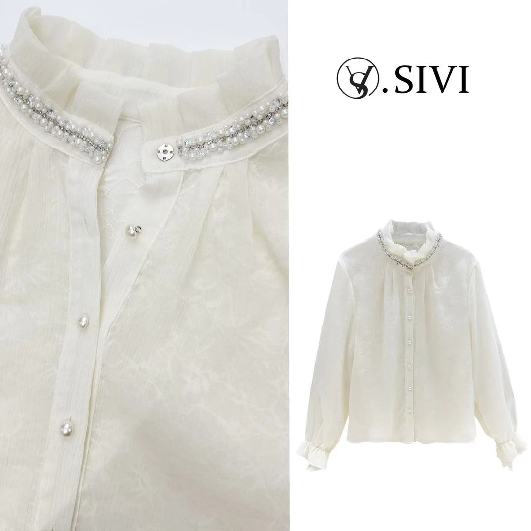 熙薇重工轻奢衬衣【掌上明珠】冬季新款气质休闲上衣F7254