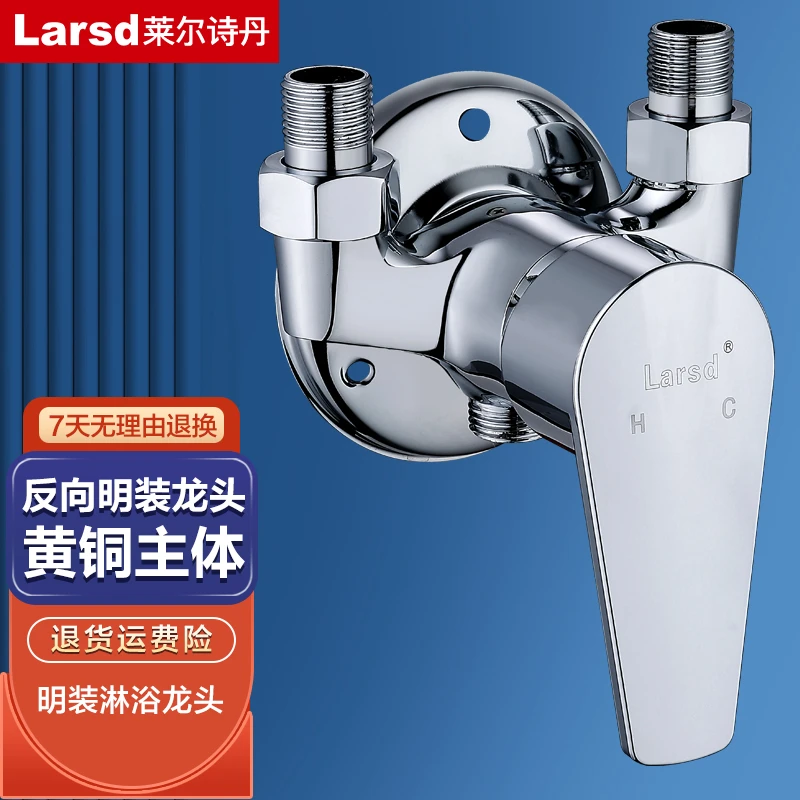 莱尔诗丹淋浴混水阀明装淋浴龙头混水器黄铜主体冷热洗澡花洒开关