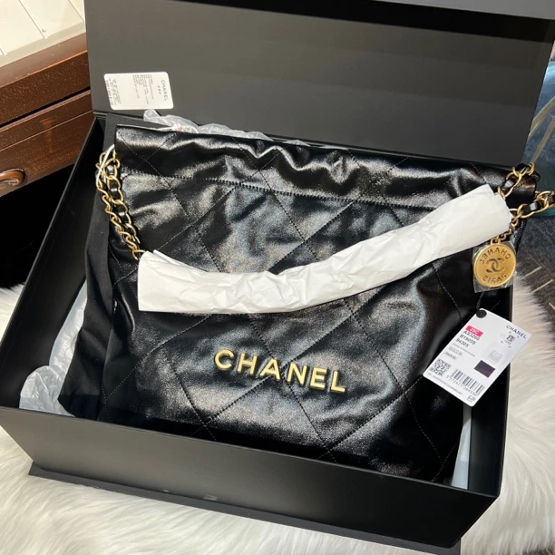 未使用 Chanel/香奈儿 25c 黑金垃圾袋小号/大全套