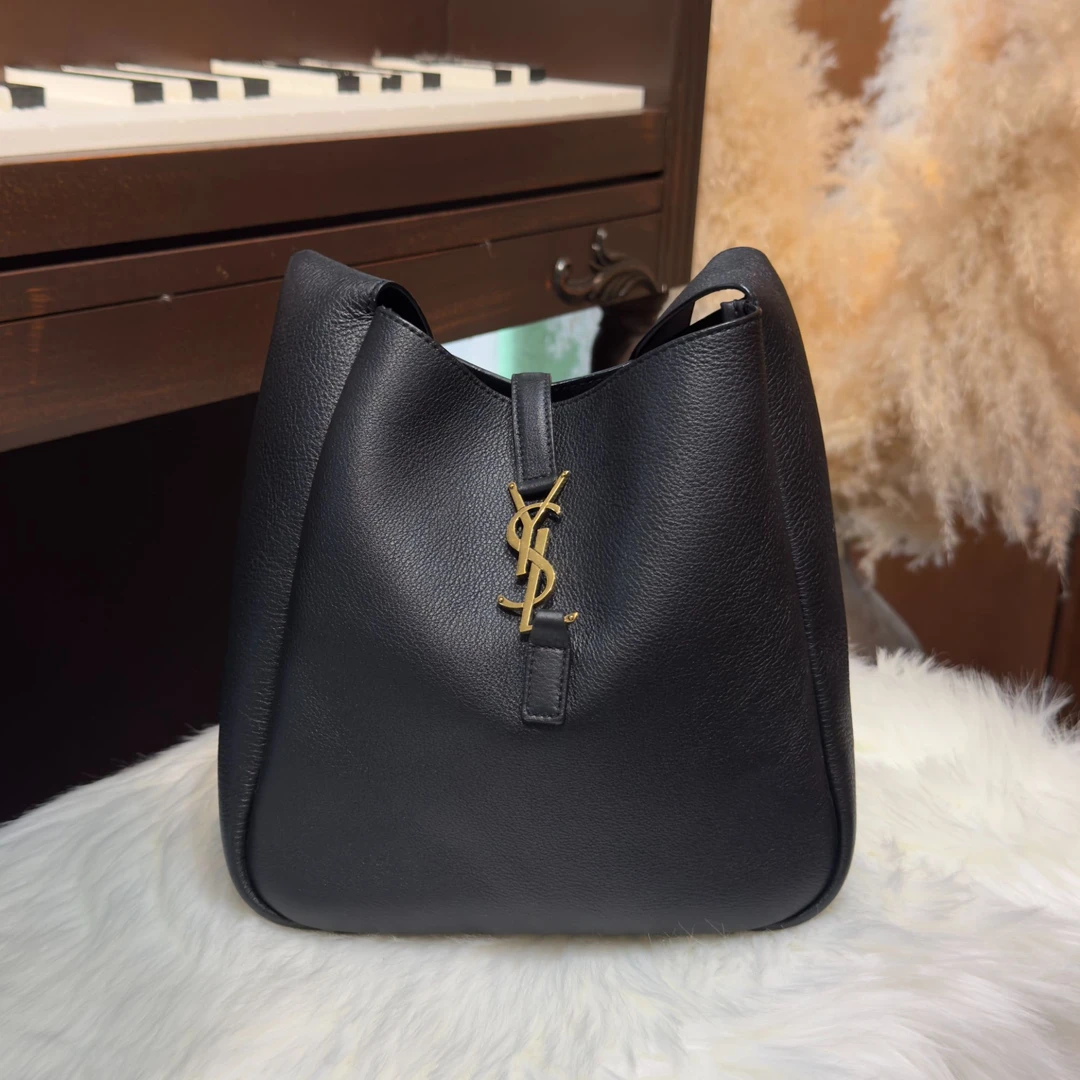 99新 YSL/圣罗兰 黑色金扣hobo腋下包 小号手提包单肩【士多梨】