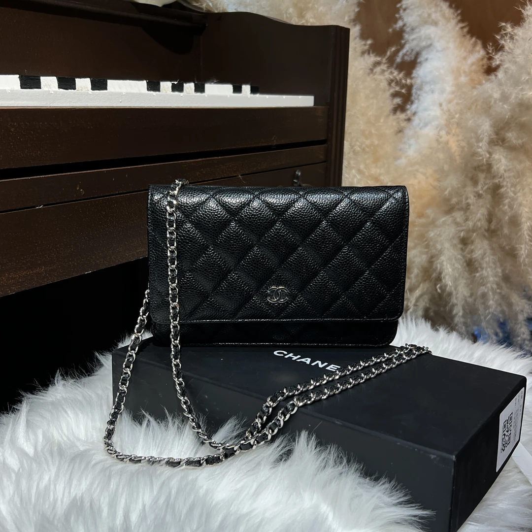 99新 Chanel/香奈儿 经典款WOC银扣荔枝纹（鱼子酱）