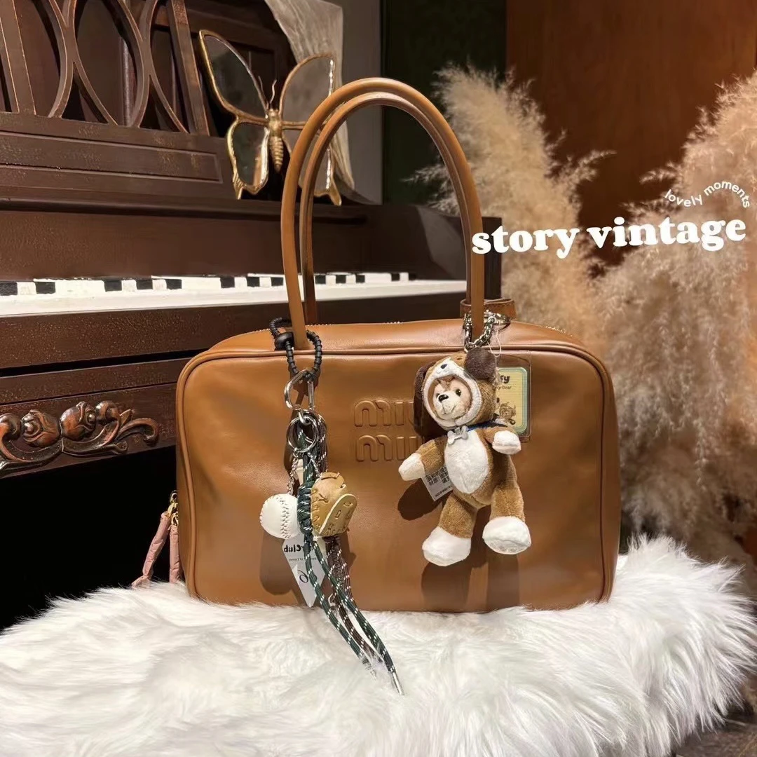 未使用 MIU MIU/缪缪 第三代长手柄干邑色公文包