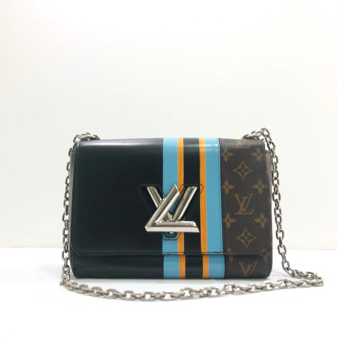 95新 LouisVuitton/路易威登 老花拼色twist单肩斜挎包/公价38500