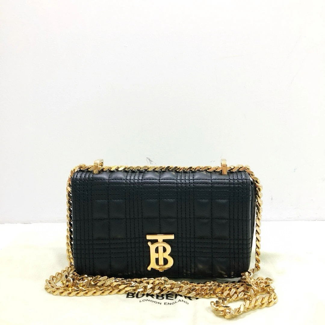 95新 BURBERRY/博柏利 黑金全皮TB扣lola单肩斜挎包/公价13800