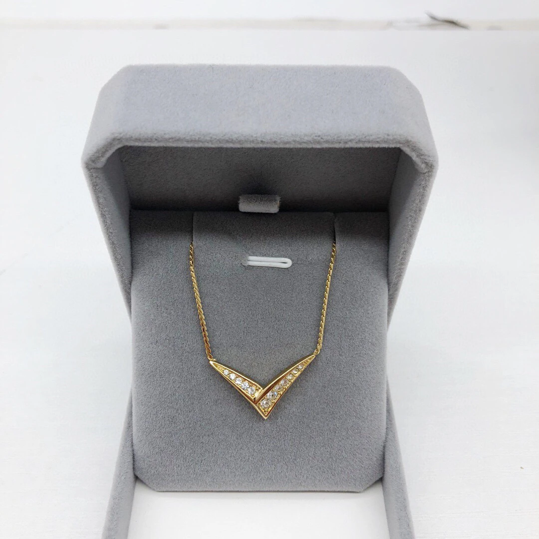 95新 Dior/迪奥 98新/金色满钻锁骨项链/公价4500