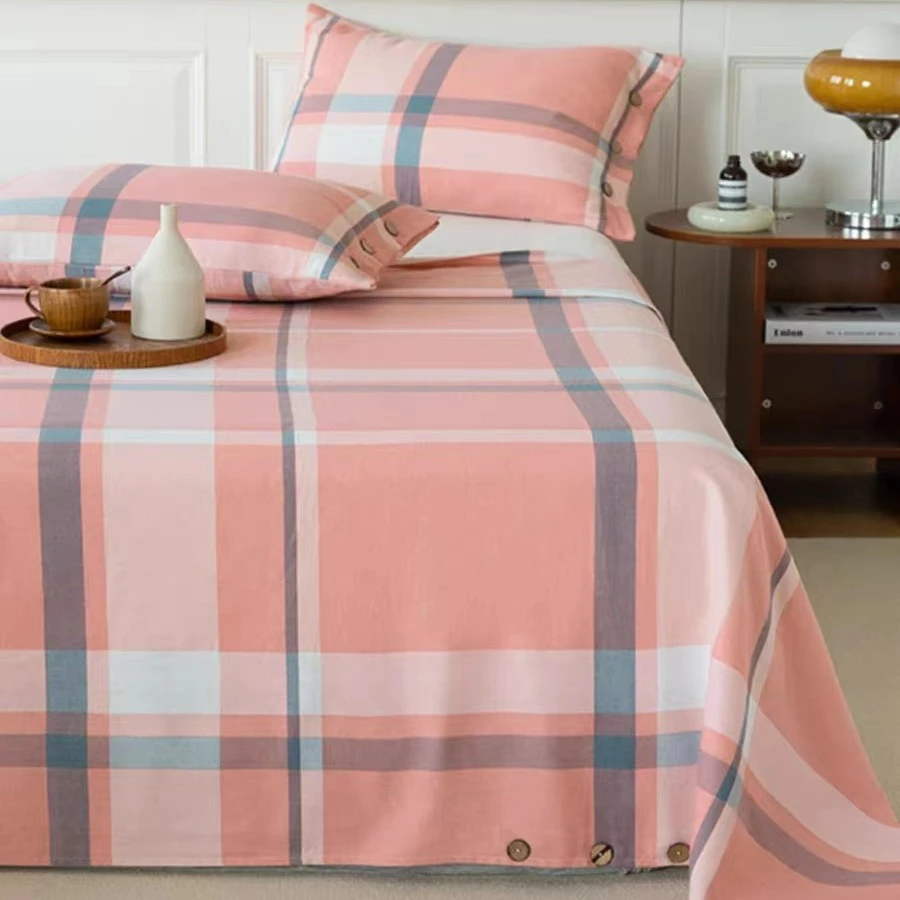 【五米布块】春意盎然 粉格 斜纹 加厚 五米左右不加工 （正负5厘米）