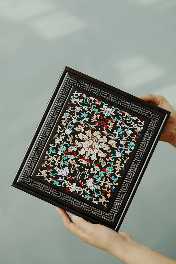 紫光檀东非黑黄檀故宫复刻版螺甸镶嵌茶盒搭配榫卯结构礼盒包装