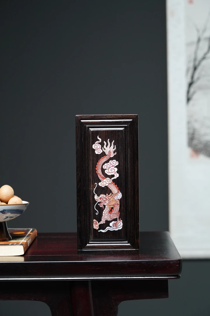 【木虫臻品】奢侈品紫光檀镶嵌非遗工艺螺钿龙图鲁班机关盒文玩收纳