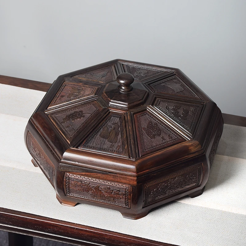 【木虫臻品】奢侈品老挝大红酸枝果盒新中式零食瓜子干果糖果盒送礼