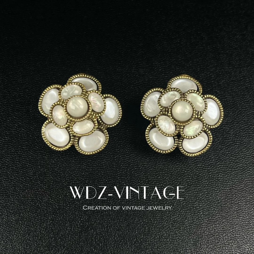 铜合金耳饰 棉花糖-中古vintage首饰饰品气质复古轻奢耳饰耳环