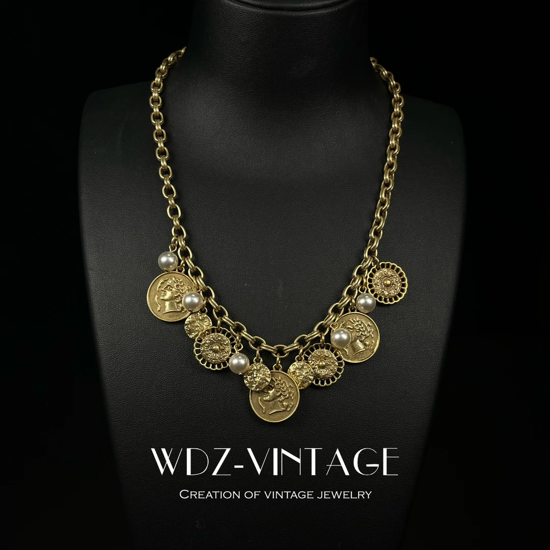 铜合金项链 记忆-中古vintage复古首饰饰品项链气质轻奢