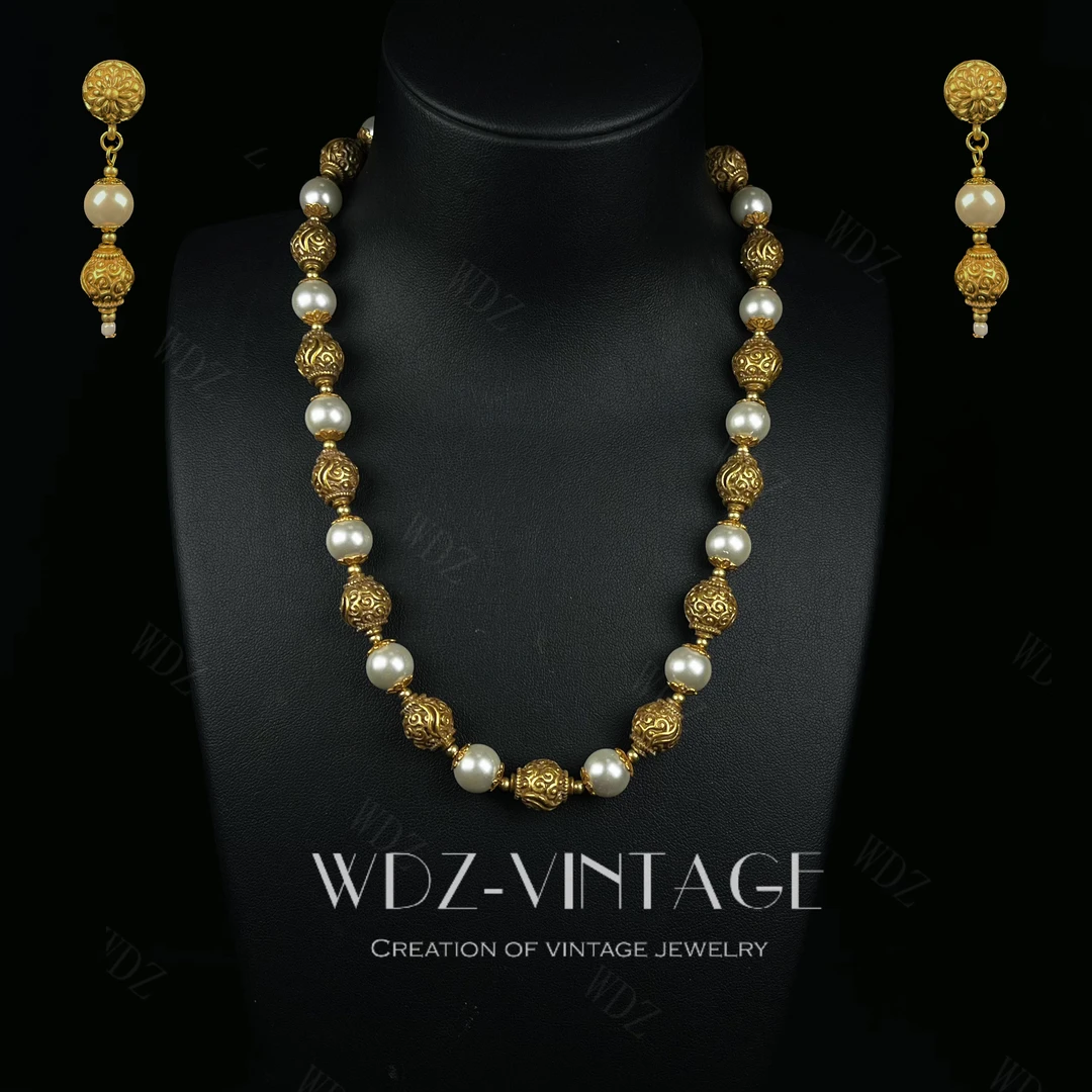 铜合金项链 挽月-中古vintage饰品首饰项链耳饰耳环复古轻奢