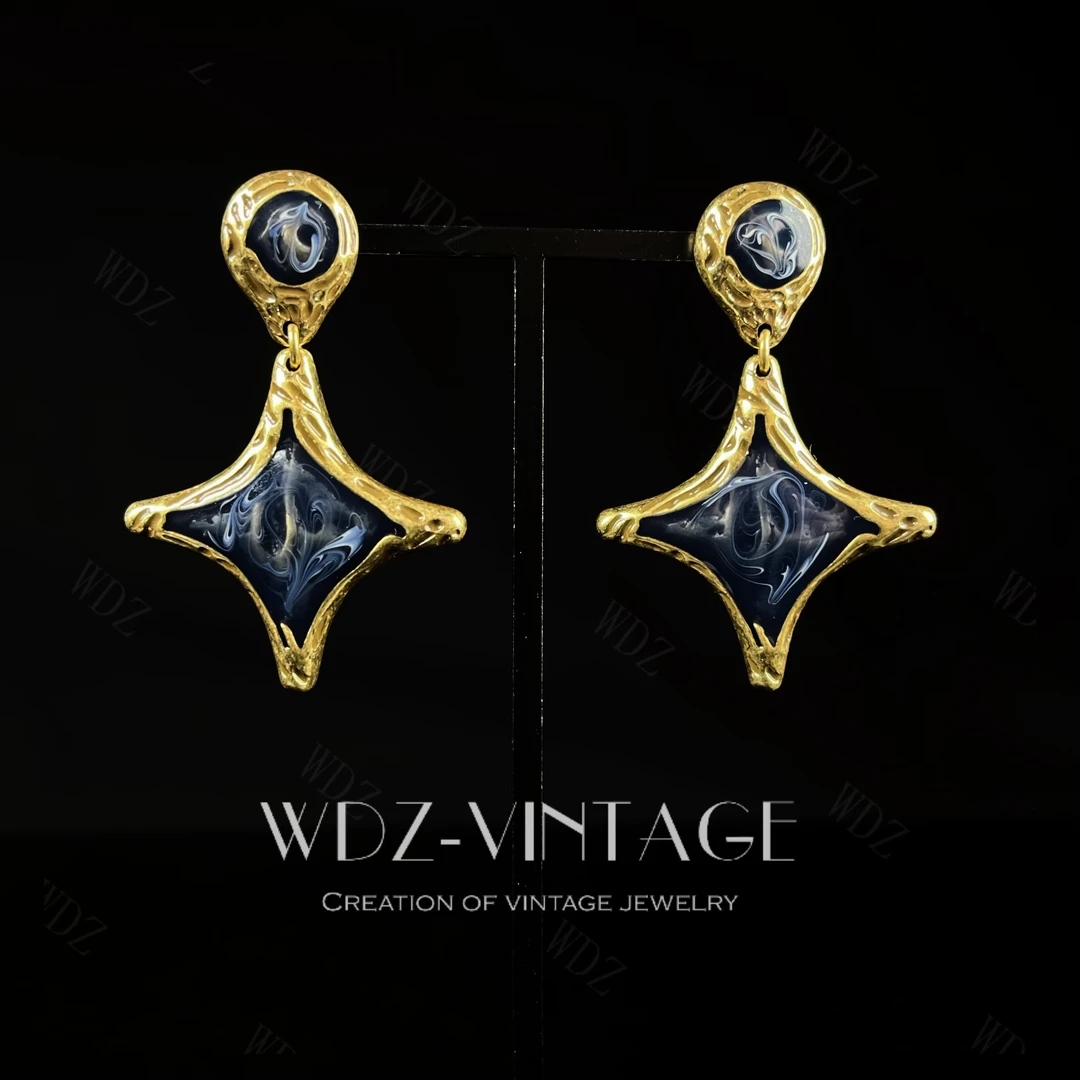 铜合金耳饰 闪耀之星-中古vintage首饰饰品耳饰耳环轻奢气质复古