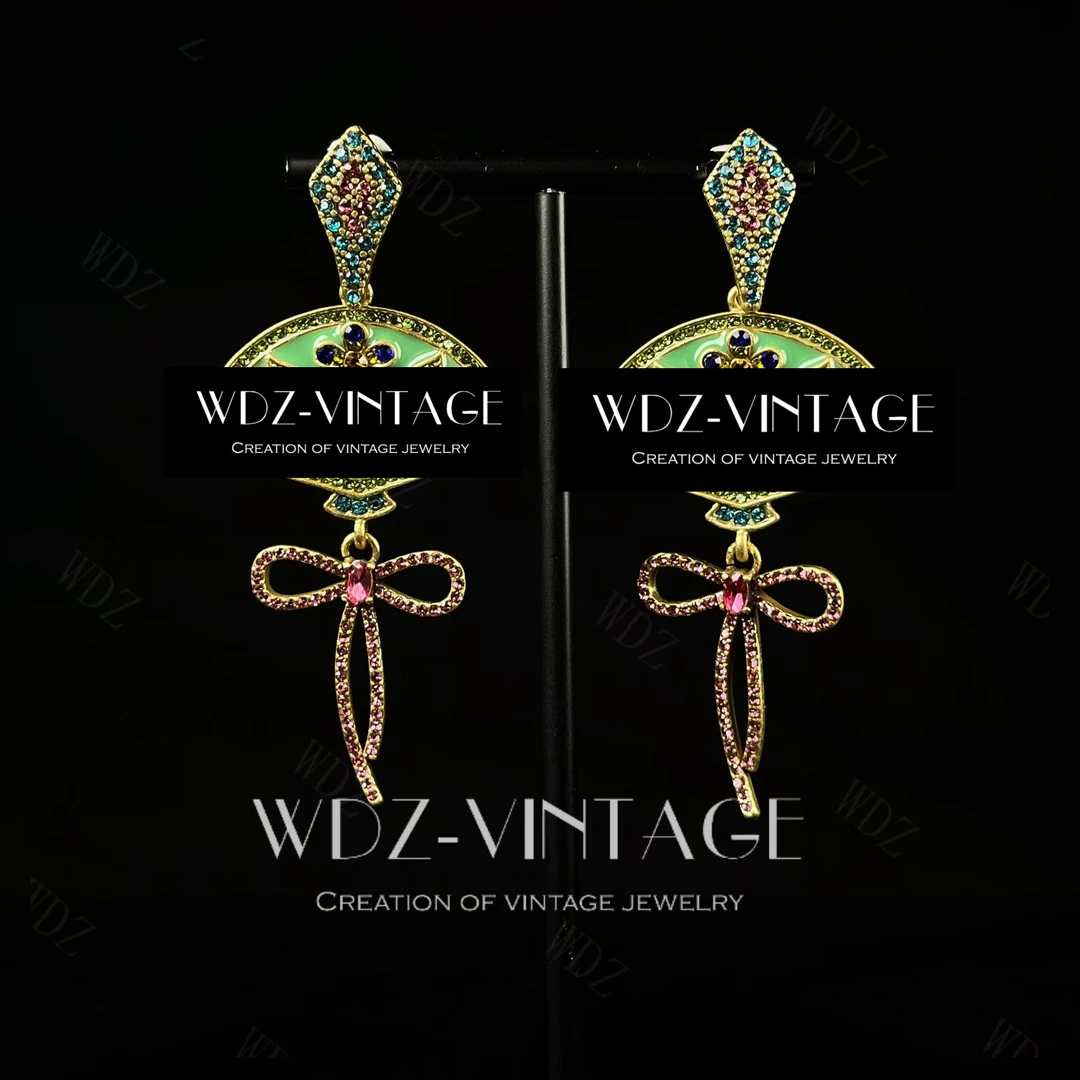 铜合金耳饰 江南扇-中古vintage首饰耳饰耳环优雅轻奢复古百搭