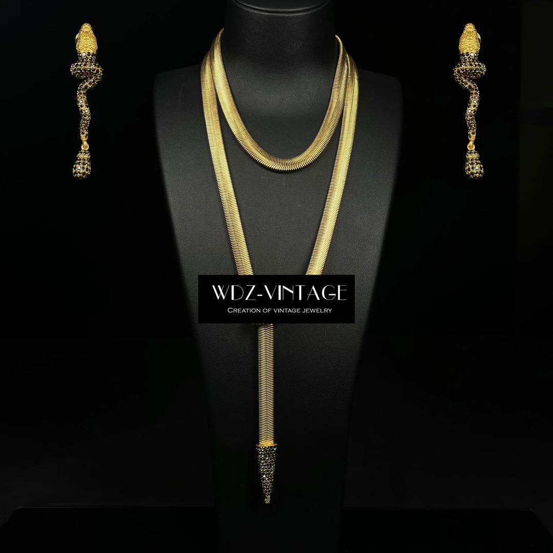 铜合金项链 大蛇-中古vintage首饰饰品项链耳饰耳环气质轻奢复古