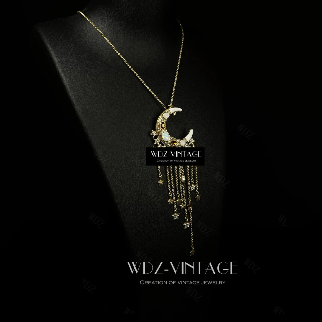 铜合金项链 月牙船-中古vintage首饰饰品项链复古轻奢小众