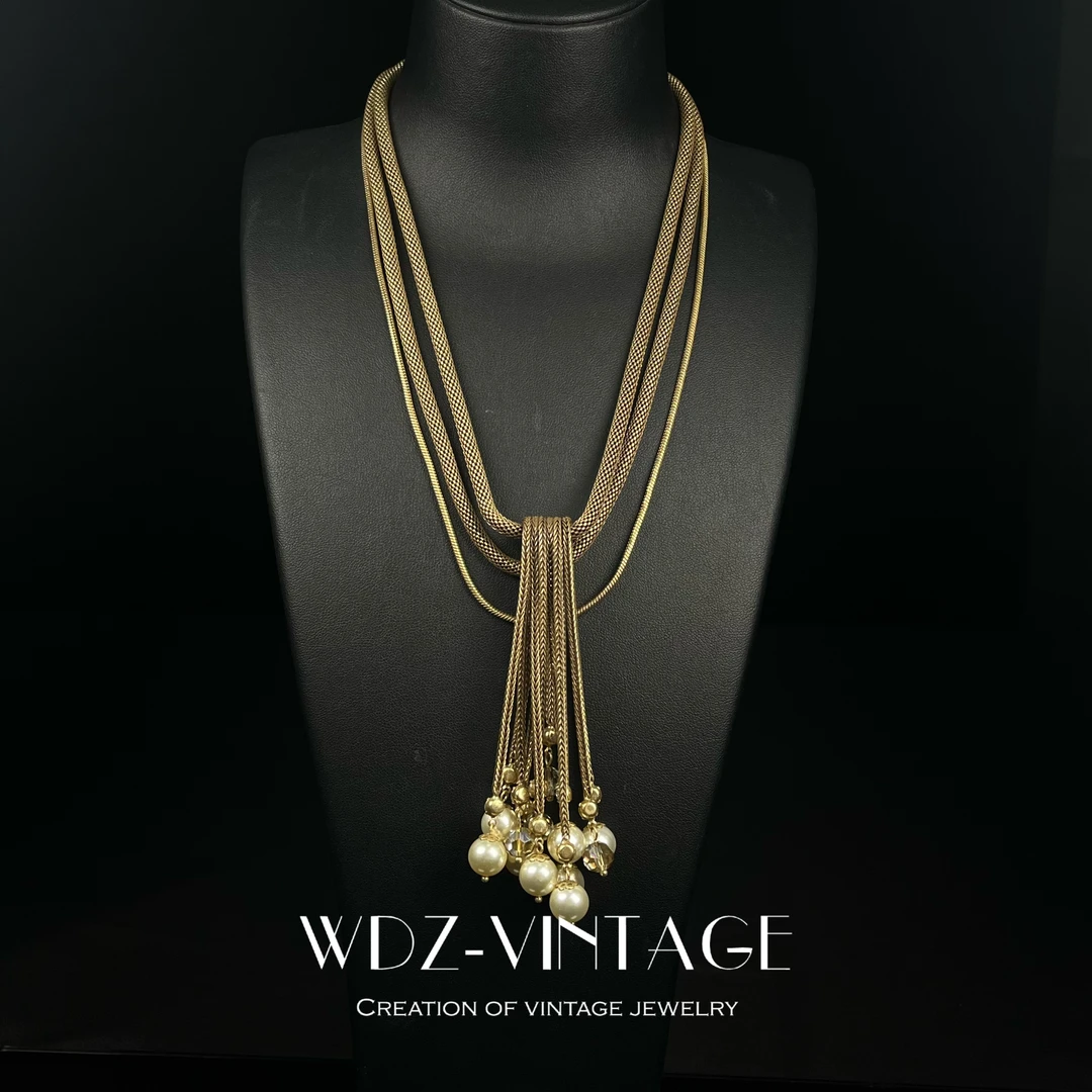铜合金项链 长久-中古vintage首饰饰品项链优雅轻奢复古百搭