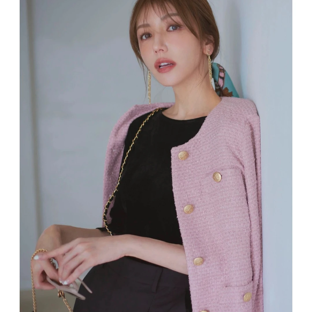 【强哥外贸】 秋冬新款 J 时尚气质轻奢小香风开衫外套