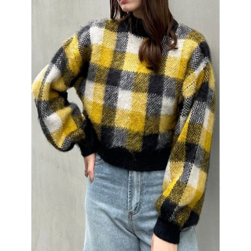【Yumiko】日系品牌 秋冬上新 I 复古格纹百搭宽松时尚毛衣针织衫