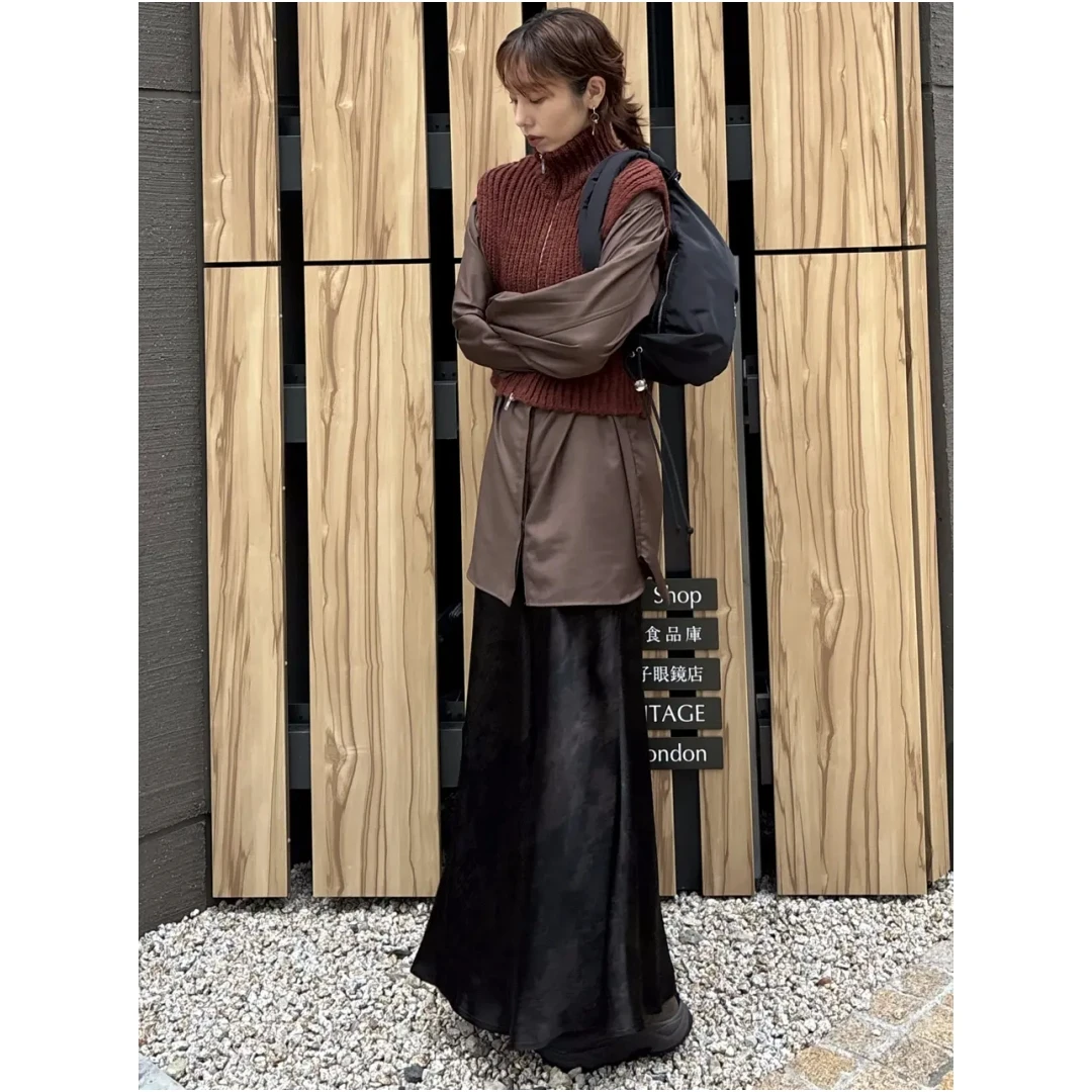 【强哥外贸】 代 秋冬新款 时尚百搭针织拉链马甲衬衫叠搭两件套